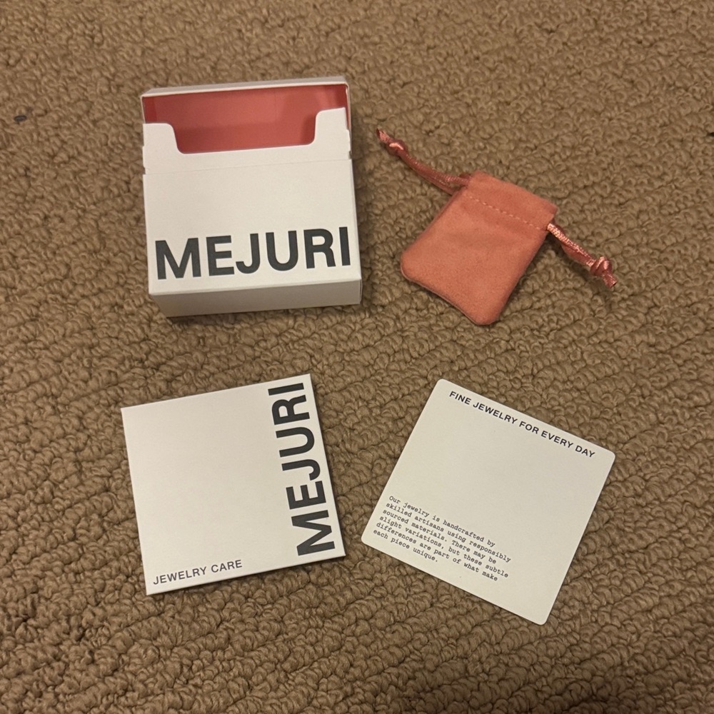 Mejuri White Gift Box, Pouch, and Jewelry Care Cards